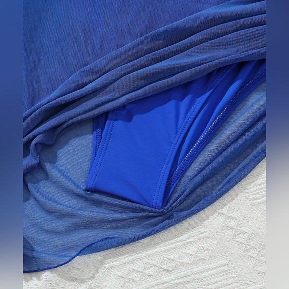 Elegant Blue Women's Swim Dress - Picture 9 of 12